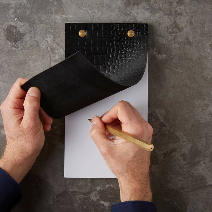 Debonaire Black Croc Leather Desk Notepad
